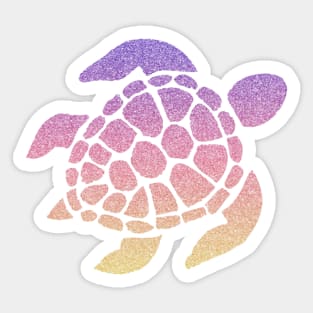 Pastel Sunset Ombre Faux Glitter Turtle Sticker